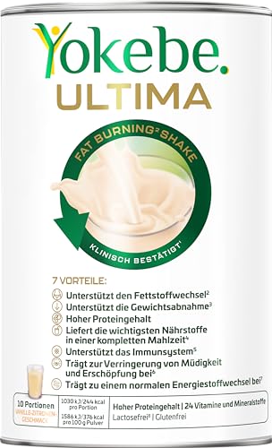 Yokebe Ultima Shake - Mahlzeitersatz zur Unterstützung des Fettstoffwechsels und der Gewichtsabnahme - Diät-Drink mit hohem Proteingehalt - 400 g = 10 Portionen