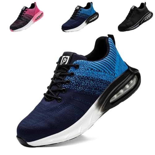 Sicherheitsschuhe Herren 42 Arbeitsschuhe Damen S3 mit Stahlkappe Sommer Arbeit Schuhe Leicht Sportlich Schutzschuhe Sicherheit Sneaker Turnschuhe Kevlar Atmungsaktiv Safety Shoes Schwarz