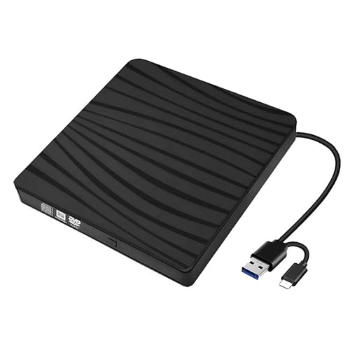 GERUI Externes DVD Laufwerk,USB 3.0 & Type-C Tragbar CD DVD +/-RW Brenner Optical Drive DVD Laufwerk Extern für Laptop Desktop mit Win11/Win10/Win8/Apple MacPro/MacBook/OS