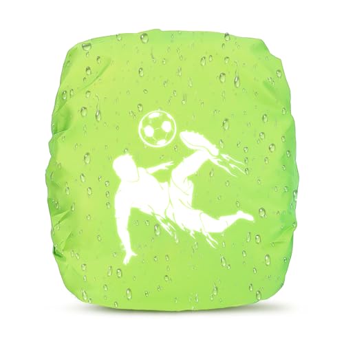 Kaempe Regenschutz Schulranzen, Rucksack Regenschutz, Regenhülle Rucksack, Reflektor Rucksack, Zubehör Kompatibel für Step By Step, Ergobag, Coocazoo, Satch, Scout, Beckmann, Derdiedas (Grün)