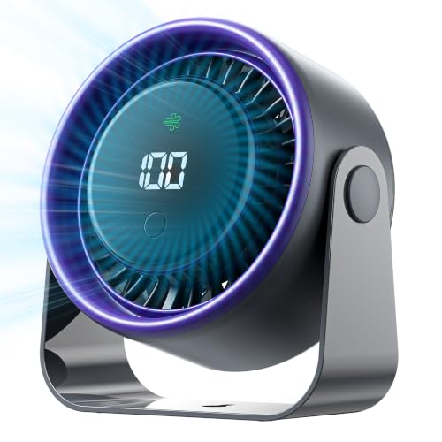VENTION Desktop Fan 4-Speed Quiet 120° Tilt LED Display Wall Mountable