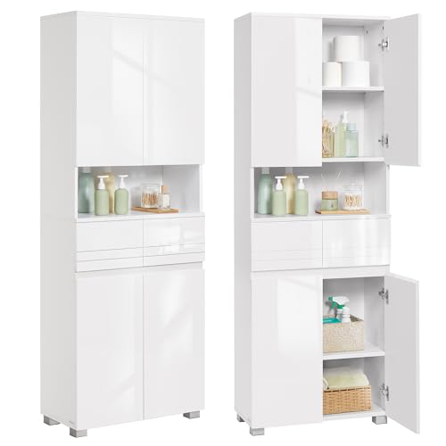VASAGLE Badezimmerschrank, mit 2 Schubladen, 30 x 60 x 170 cm