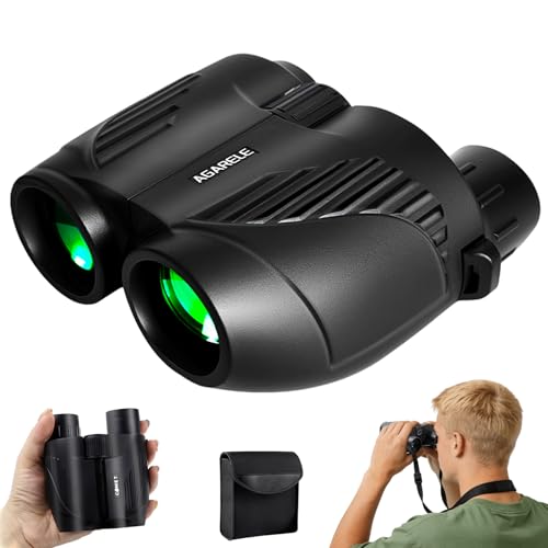 AGARELE Fernglas für Erwachsene und Kinder, 10x25 Kompaktes Kleines Fernglas mit HD Linsen, Leicht, mit Gürteltasche & Faltbares – Ideal für Outdoor Sportspiele, Wandern, Vogelbeobachtung, Konzerte