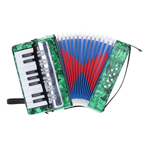 QUARKZMAN Accordion, 17 Tasten 8 Bassknopf Akkordeon Mini Musikinstrument Leicht für Erwachsene Anfänger Bildung, Grün