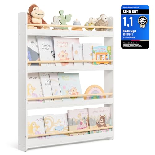 SONGMICS Bücherregal Kinder, mit 4 Ebenen, Spielzeugregal