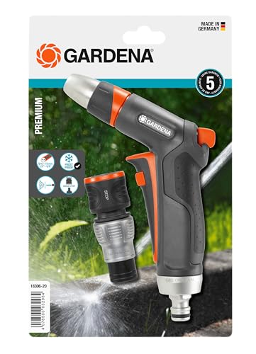 Gardena Premium Reinigungsspritzen-Set: Robuste Reinigungsspritze und Wasserstop-Anschlussstück, praktisches Bewässerungs-Set, Frostschutz (18306-20)