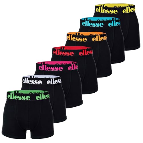 Ellesse Herren Boxer Shorts, 7er Pack - Yema 7 Pack Boxer Shorts, Logo, Cotton Stretch Schwarz/Multi2 L