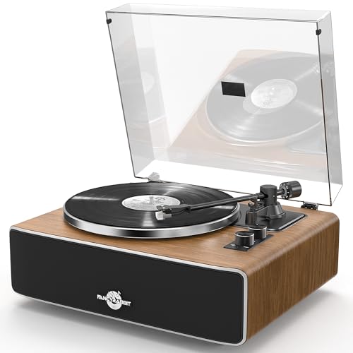 HP-H2501 Retro Bluetooth Plattenspieler mit Lautsprechern, All-in-One Vinyl Record Player mit AT-3600L Tonabnehmer, Riemenantrieb, 2 Geschwindigkeiten (33/45 U/min), ideal für Musikliebhaber