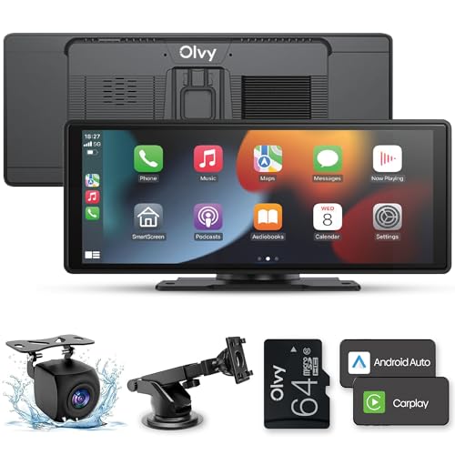 Olvy CarPlay Display – Kabellose Android Auto Box, 10,26 Zoll kabelloser Auto Bildschirm, Multimedia-System fürs Auto, Smart Infotainment, Touchscreen Monitor