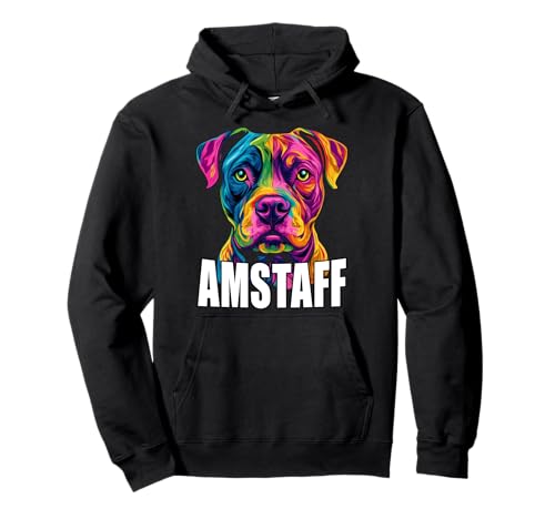 Amstaff Colorful American Staffordshire Terrier Gesicht Schwarz Pullover Hoodie