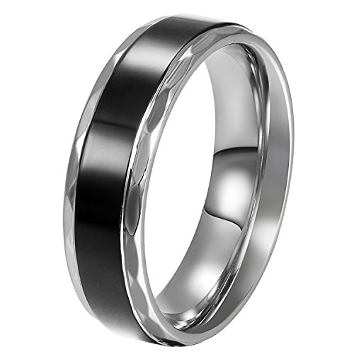 JewelryWe Schmuck Edelstahl Herren-Ring Damen-Ring Schwarz Retro Liebe Trauringe Herren Damen Ring für Engagement Versprechen Ewigkeit Größe 52 bis 76