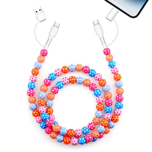 Vofolen USB C Kabel für iPhone Ladekabel 1M 60W Multi USB Kabel Punkte Bunt Perlen 4 in 1 Ladekabel Schnellladekabel USB C Universal für iPhone 17 16 15 14 für Samsung Galaxy S25 S24 S23