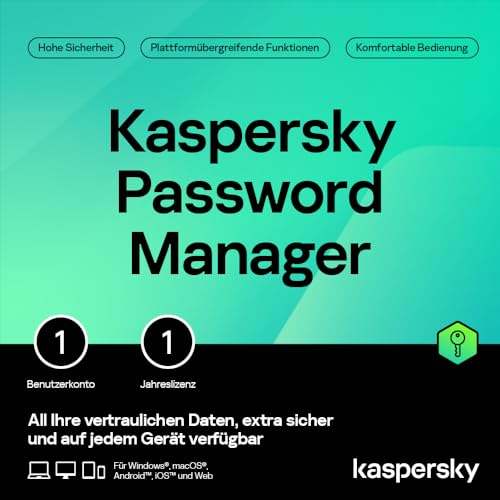 Kaspersky Password Manager | Unbeschränkte Anzahl von Geräten | 1 Benutzerkonto | 1 Jahr | PC/Mac/Android/iOS | Aktivierungscode per Email