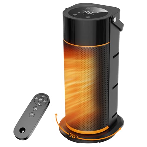 Funtider Heizlüfter Energiesparend - 2000W Leiser Elektrischer PTC Keramik Heizlüfter, 4-Gang heizgeräte, 9H Timer, Fernbedienung, ECO Modus, 70° Oszillation, Überhitzungs & Kippschutz, Schwarz