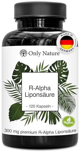 Only Nature® R Alpha Liponsäure 300mg - hochdosiert - 120 laborgeprüfte Kapseln - vegan - ohne Zusätze - in Deutschland produziert - R-Alpha-Liponsäure