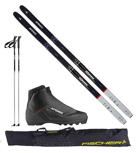 Atomic Langlaufski-Set Savor XC, 193cm Ski, Bindung, Schuhe, Stöcke und Fischer Skisack, Komplettes Langlauf-Ausrüstungsset