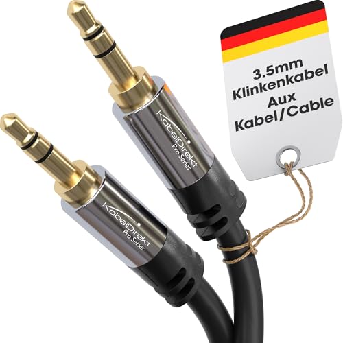 KabelDirekt – Klinkenkabel, Aux Kabel & Audio 3.5mm Kabel – 0,5m – In Deutschland entwickelt – Erhältlich in 0,3m-10m (3,5mm-Stereokabel für Kopfhörer, Handy, PC/Laptop, Auto, HiFi, schwarz)