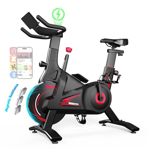 Bluearth Self-Powered Heimtrainer Fahrrad, leise Magnetischem Widerstand,max. 150KG, verstellbarer Widerstand & Smart-App mit Immersivem Erlebnis, Klassisches-Schwarz