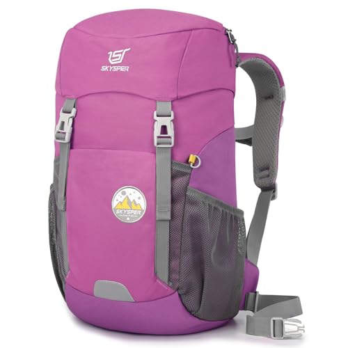 SKYSPER Wanderrucksack Kinder 15L für Jungen & Mädchen Kinderrucksack mit Brustgurt für 6-12 Jahre Rucksack Kinder Wandern Outdoor