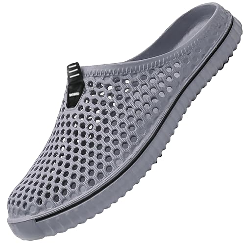 SAGUARO Clogs Atmungsaktiv Mesh Hausschuhe Sommer Slippers Unisex,Grau 43 EU
