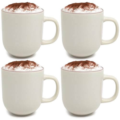 com-four® 4x Kaffeetasse XL - Kaffeebecher groß, im zeitlosen Design - 500 ml Kaffeepott - Jumbotasse mit Henkel für Heißgetränke, Kakao, Tee, Glühwein - spülmaschinengeeignet