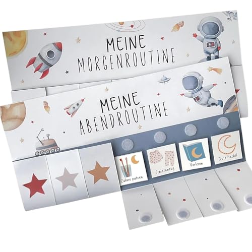 Morgen & Abendroutine für Kinder Space/Routineplan mit Sternchen/Routineplan für Kinder/Morgenroutine für Kinder (DIN A4 Tagesplan) (Space)