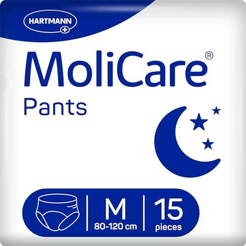 MoliCare® Pants Night - Inkontinenzhosen bei mittlerer Blasenschwäche in der Nacht für Männer und Frauen | zuverlässig & diskret | Größe M (80-120 cm Hüftumfang), 15 Stück