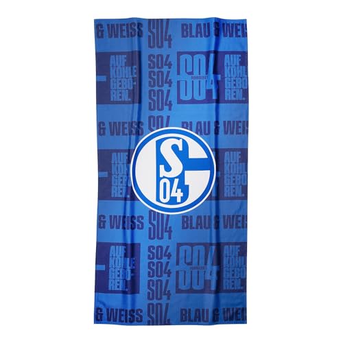 FC Schalke 04 Strandtuch groß 80×160 cm | leichtes Badetuch für Strand, Sauna, Reise, Sport & Fitnessstudio | großes Saunatuch in Blau-Weiß | Gym Handtuch to go | 50% Baumwolle 50% Polyester