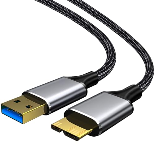 Leloco USB 3.0 Kabel auf Micro B 0,5m, USB3.0A anf USB Micro B Festplatten Kabel 5Gbps, Externe Festplattenkabel, Kompatibel mit Toshiba, WD, Seagate Festplatte usw