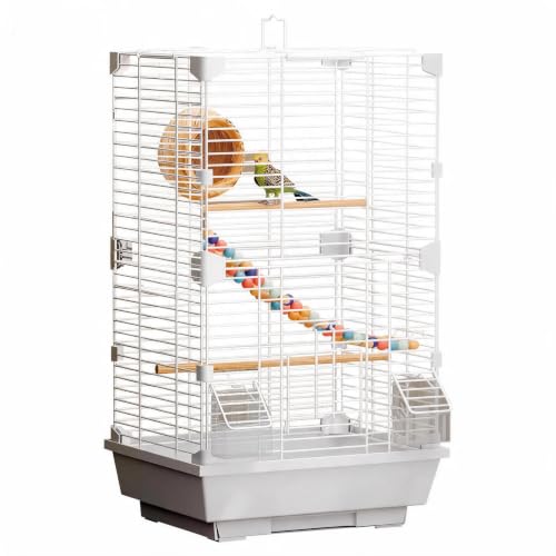 Craftsboys grundlegender Vogelkäfig (63 cm x 37 cm x 28 cm), Vogelkäfig mit 1 Leiter, 1 Querstange, 2 Futterspendern