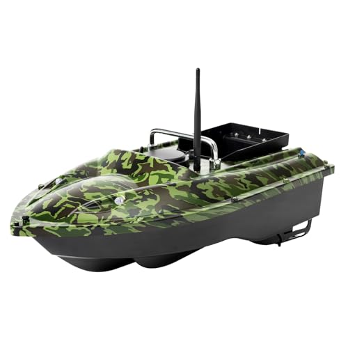 TONFEION 500m Ferngesteuert Futterboot | Tarnung GPS Futterboot Angeln mit Fernsteuerung | Ladegewicht 1.5 KG Köderlieferboot | Automatisches Köderboot mit LED-Navigator-Licht