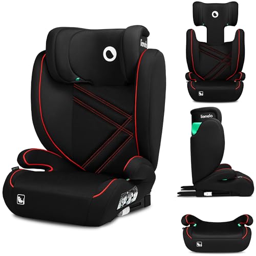 Lionelo Hugo i-Size Kindersitz R129 Gruppe 2/3 (100–150 cm) – mit ISOFIX oder Gurt, 8-fach verstellbare Kopfstütze mit Memory-Schaum, Seitenaufprallschutz und komfortable Armlehnen