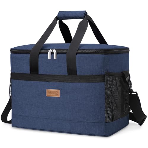 Lifewit 30L 50 Dosen Kühltasche Groß faltbar Kühlkorb Kühlbox Isoliertasche Thermotasche Picknicktasche für Lebensmitteltransport, Marineblau