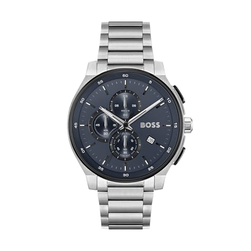 BOSS Chronograph Quarz Uhr für Herren Kollektion Peak 2.0 mit Silbernes Edelstahlarmband - 1514189