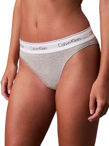 Calvin Klein Damen Slip High Leg mit Logobund, Grau (Grey Heather), L