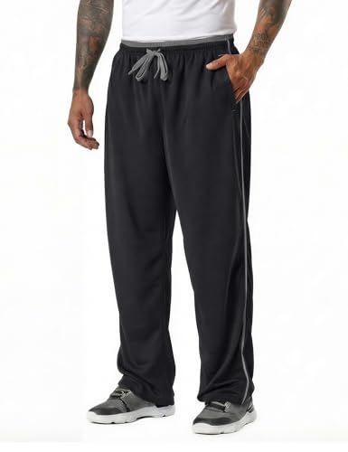 EKLENTSON Herren Schnell Trocknende Hose Sweatpants Fitnesshose Atmungsaktiv Yoga Taschen mit Reisserschluss, (Schwarz - Grau, XL)