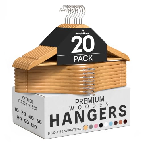 Utopia Home - Premium Holz kleiderbügel (Natur, 20er-Pack)
