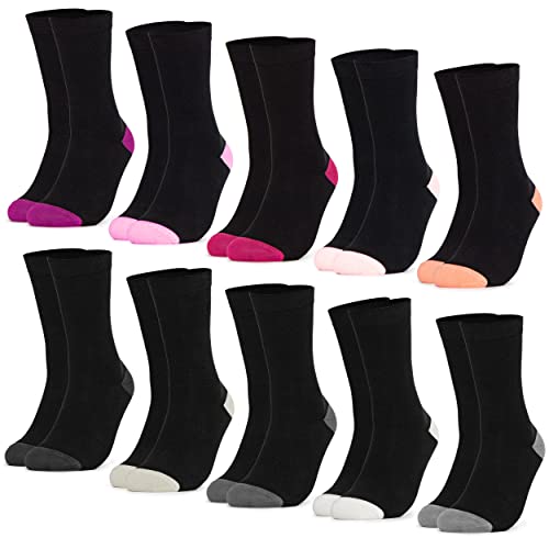 Occulto 10 PAAR SOCKEN für DAMEN aus BAUMWOLLE (Modell: Gertrud) Schwarz-pink 39-42