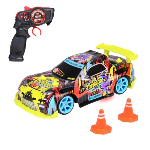 Dickie Toys - RC Auto Tornado Drift - ferngesteuertes Auto ab 6 Jahre mit Bodenbeleuchtung, Remote Control Car für Kinder mit 2,4 GHz Fernbedienung, Zubehör und Batterien, 10 km/h, 4WD