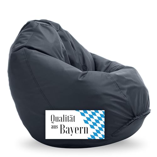 Bruni Sitzsack Classico M in Grau – Sitzsack mit Innensack zum Zocken & Lesen, Abnehmbarer Bezug, lebensmittelechte EPS-Perlen als Bean-Bag-Füllung, aus Deutschland