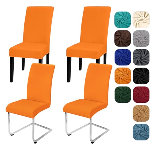 Yugarlibi Stuhlhussen 4er Set Stretch Stuhlhussen Schwingstuhl Elastische Hussen Stuhlbezug Abnehmbarer Waschbarer Stühle Schutz für Küche Restaurant Hotel Bankett Hochzeit (Orange, 4 Stück)