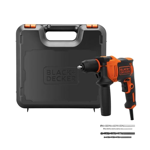 BLACK+DECKER 710W Hochleistungs-Bohrhammer mit 0-2800 U/min, mit 4 Bohrern und Kitbox, BEH710K-QS