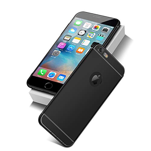 NEW'C Hülle Kompatibel mit iPhone 6 / 6S (4,7 Zoll) mit Matter schwarzem farbstil (Silikon Gel TPU, Flexibel) Handyhülle