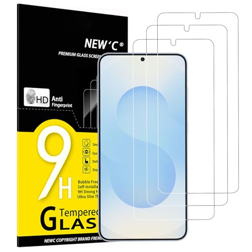 NEW'C 3 Stück für Samsung Galaxy S25 Plus/ S25+, Galaxy S25 Edge für Panzerglas, Frei von Kratzern, 9H Härte, HD Displayschutzfolie, Ultra-klar, Ultrabeständig