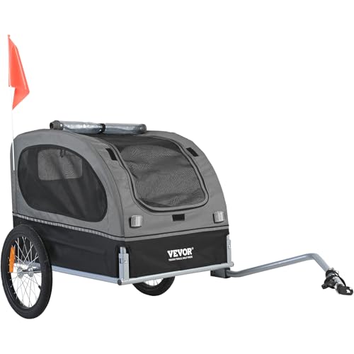 VEVOR Hundeanhänger 45 kg 2in1 Fahrradanhänger Kohlenstoffstahl + 600D Oxford-Gewebe + PP faltbar 1440 x 725 x 845 mm als Anhänger 1320 x 725 x 920 mm als Kinderwagen Hundebuggy Jogger Anhänger Blau