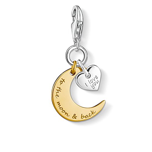 Thomas Sabo Damen Charm-Anhänger I Love You To The Moon & Back Mond Herz Charm Club 925 Sterling Silber 1443-413-39