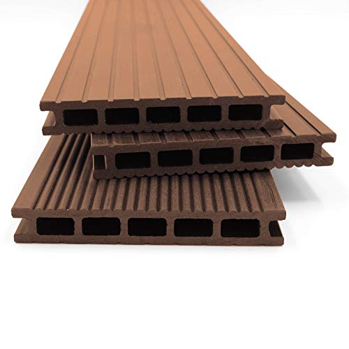 HORI WPC Terrassendielen Malta Grau - Komplett-Set inkl. 40x60 mm Unterkonstruktion & Clips - Langlebig & Wetterfest - Rutschfest - Pflegeleicht - Dielenlänge 3,20 m - Fläche 10 m²