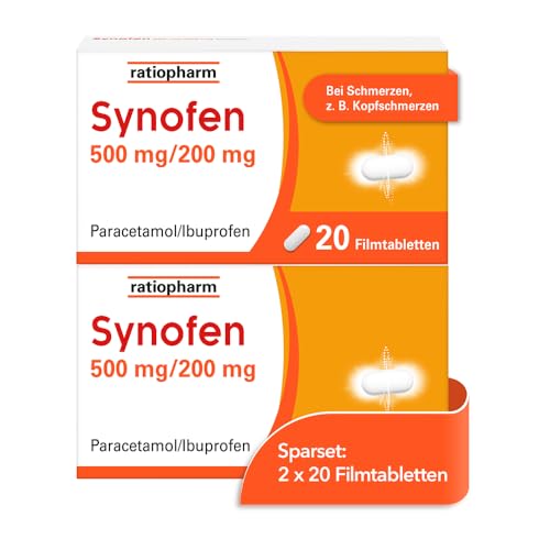 Synofen von ratiopharm im Sparset 2 x 20 Stück, bei Schmerzen