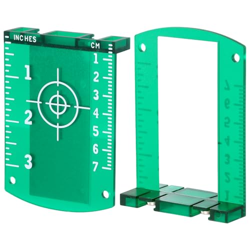 QWORK® 2 Stück Magnetische Laser-Zielkarte für Grüne Laserstrahlen, Robust und Leicht zu Tragen, Kleine Größe mit Zoll- und Zentimeter-Angaben, ideal für genaues Lasernivellieren