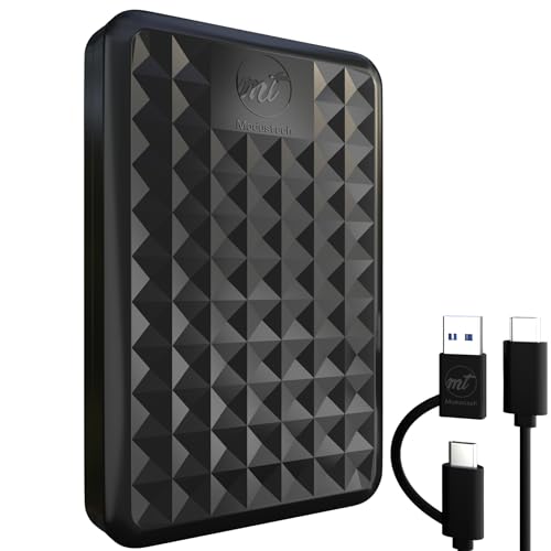 ModusTech 1TB Externe Festplatte – Tragbare USB 3.0/Typ-C Hochgeschwindigkeits-HDD – Kompatibel mit Windows, Mac, Laptop, PC, Desktop, PS4/5, Xbox (Schwarz)